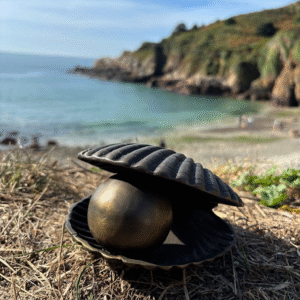 Cremation Mini Urn Pearl In Shell For Ashes Memorial Bronze Sculpture