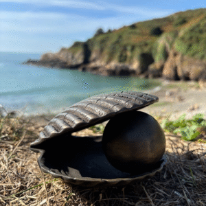 Cremation Mini Urn Pearl In Shell For Ashes Memorial Bronze Sculpture