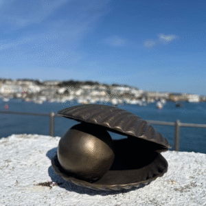Cremation Mini Urn Pearl In Shell For Ashes Memorial Bronze Sculpture