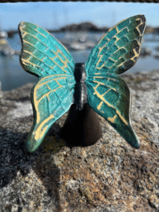 Green Butterfly Stand Memorial Cremation Urn Bronze Sculpture