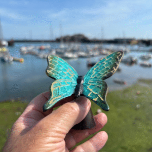 Green Butterfly Stand Memorial Cremation Urn Bronze Sculpture