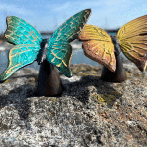 Green Butterfly Stand Memorial Cremation Urn Bronze Sculpture