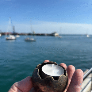 Mini Candle Holder Memorial Cremation Urn Solid Bronze Sculpture