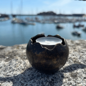 Mini Candle Holder Memorial Cremation Urn Solid Bronze Sculpture