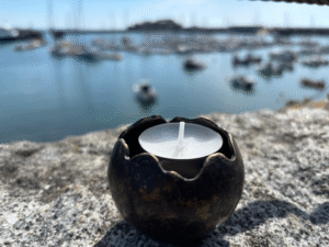 Mini Candle Holder Memorial Cremation Urn Solid Bronze Sculpture