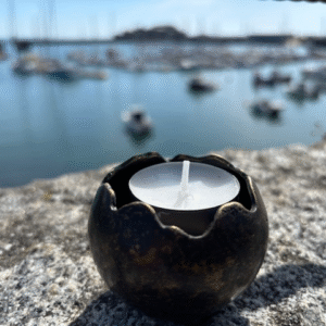 Mini Candle Holder Memorial Cremation Urn Solid Bronze Sculpture