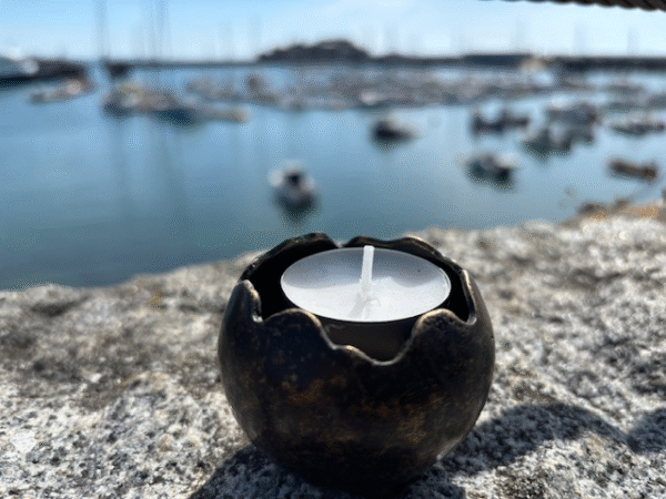 Mini Candle Holder Memorial Cremation Urn Solid Bronze Sculpture
