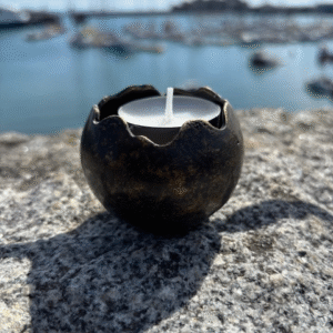 Mini Candle Holder Memorial Cremation Urn Solid Bronze Sculpture