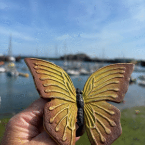 Yellow Butterfly Stand Cremation Mini Urn Memorial Bronze Sculpture