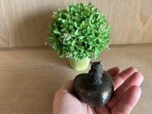 Owl On Heart Mini Cremation Memorial Urn Bronze Sculpture MESU 134